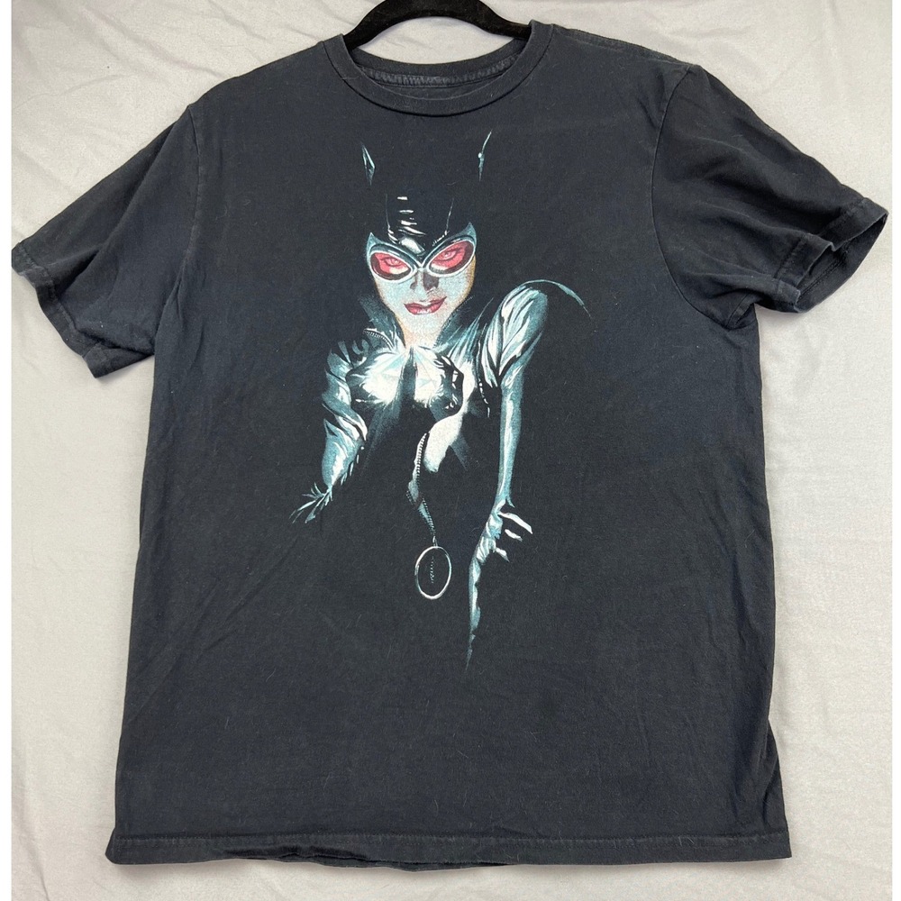 DC Comics Catwoman T-Shirt Women Medium Black Graphic Cotton Tee Good